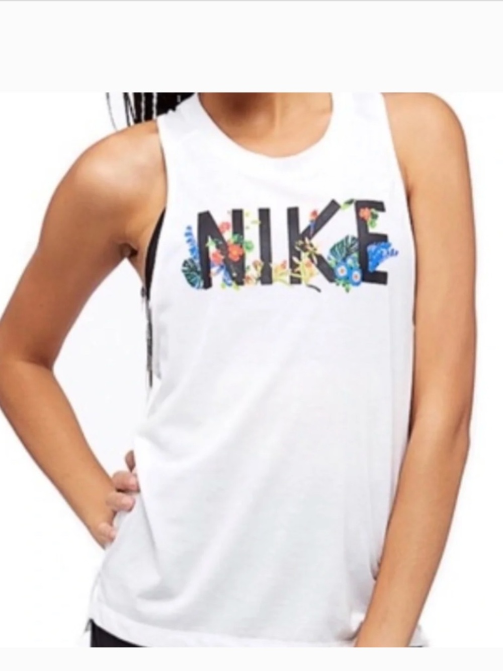 Nike Women’s NWT Tank Miler Femme White Floral Print Running in White in Small